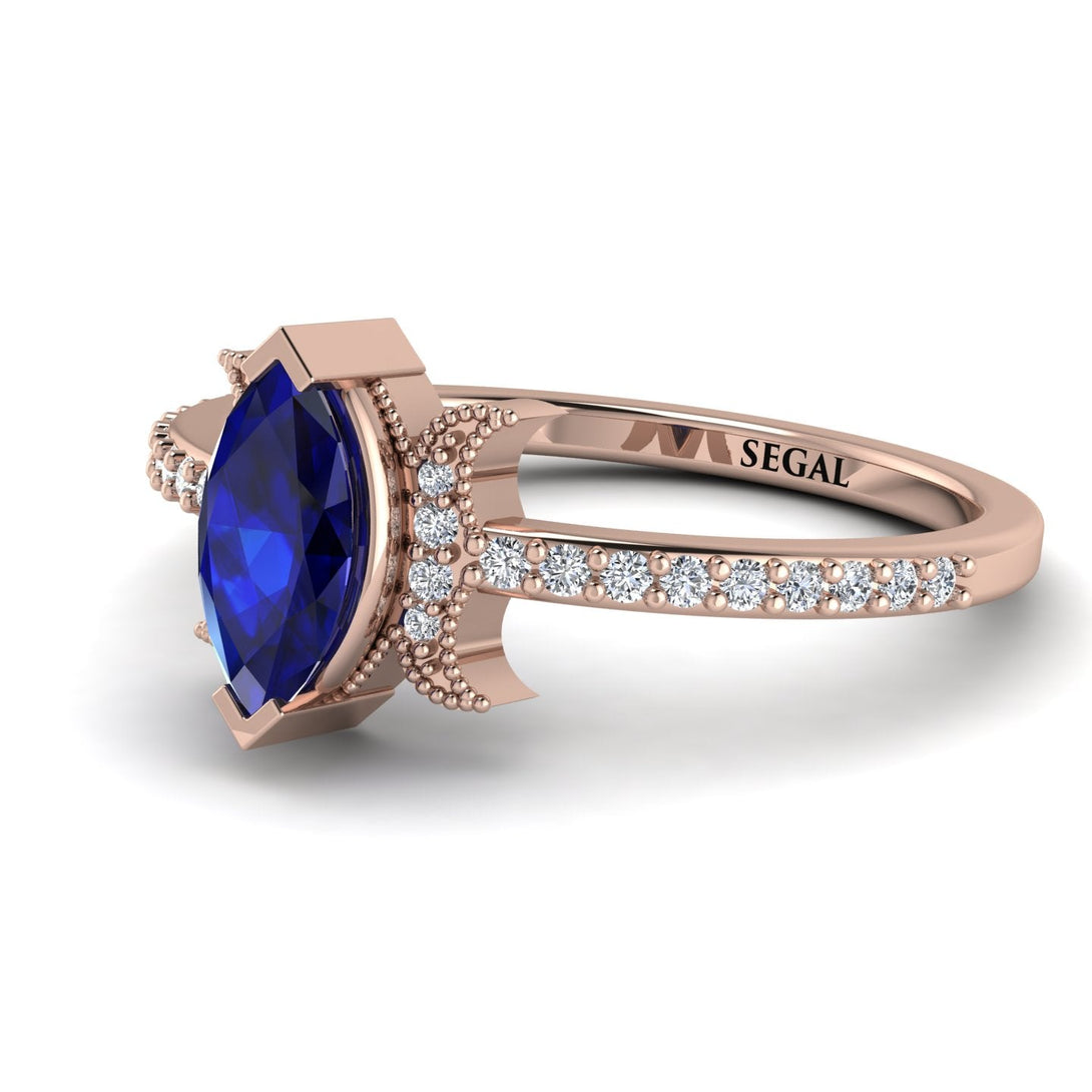Marquise Cut Sapphire Pave Ring - Kathleen No. 14