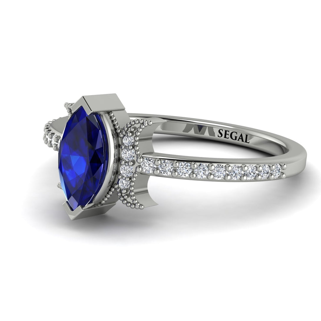 Marquise Cut Sapphire Pave Ring - Kathleen No. 15