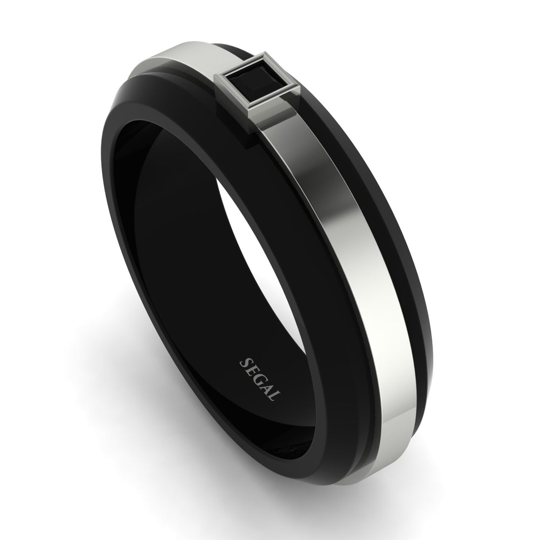Men's Black Diamond Black Wedding Band - Edward No. 9
