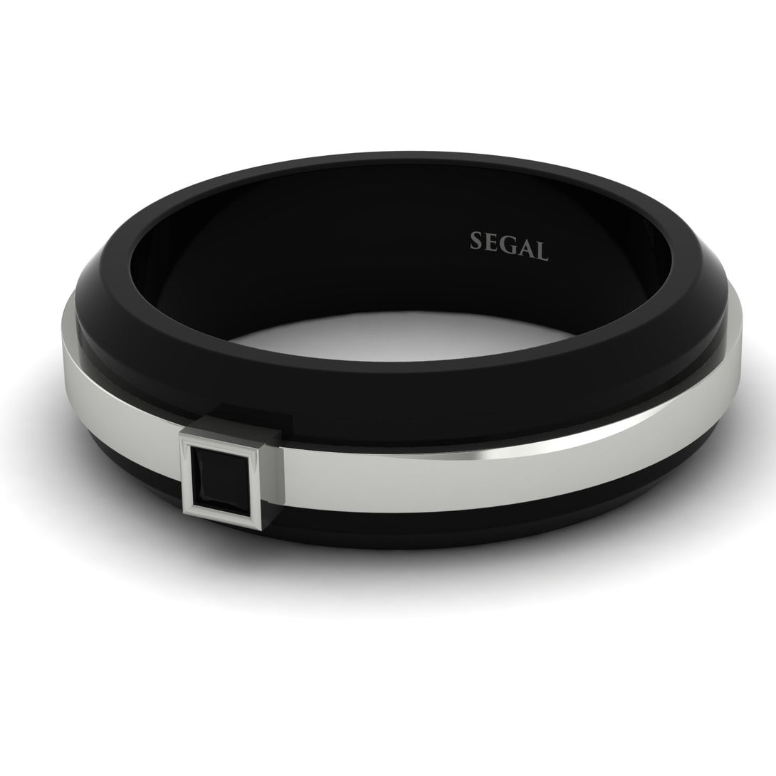 Men's Black Diamond Black Wedding Band - Edward No. 9