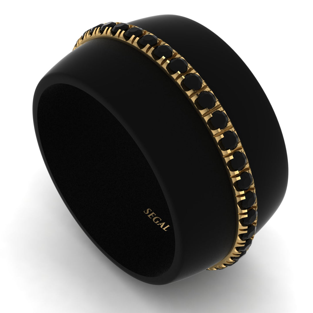 Men's Black Diamond Studded Wedding Band - Anthony No. 4