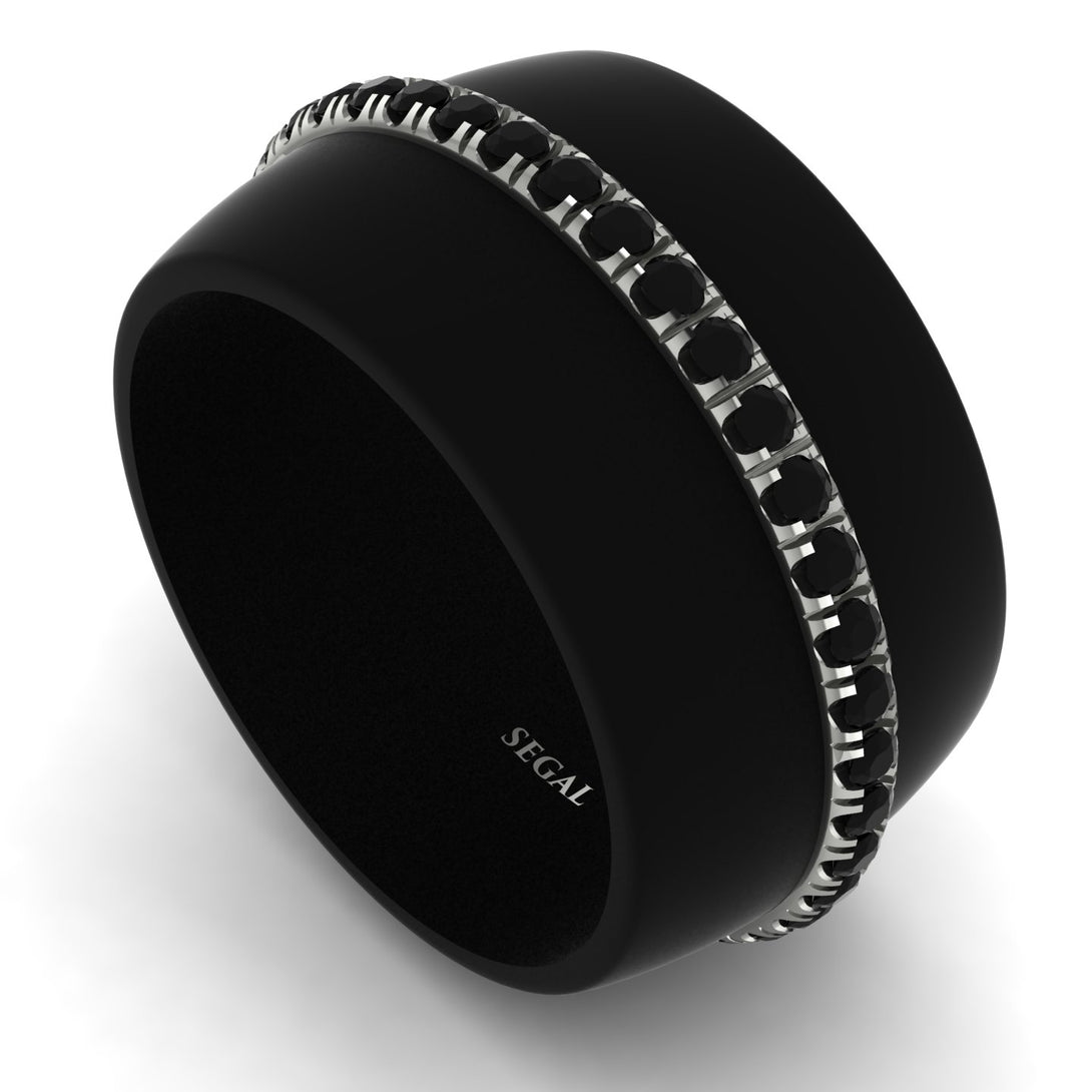 Men's Black Diamond Studded Wedding Band - Anthony No. 6
