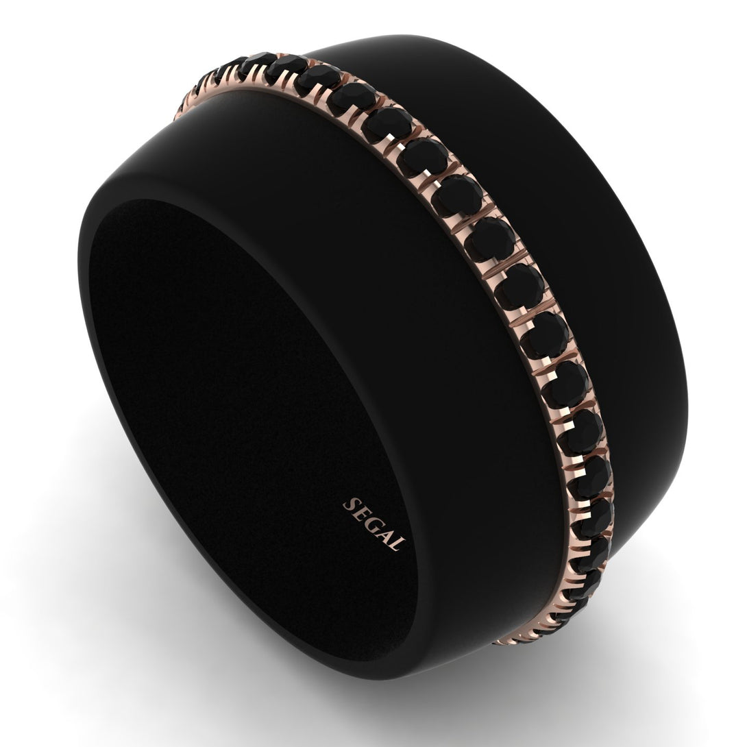 Men's Black Diamond Studded Wedding Band - Anthony No. 5