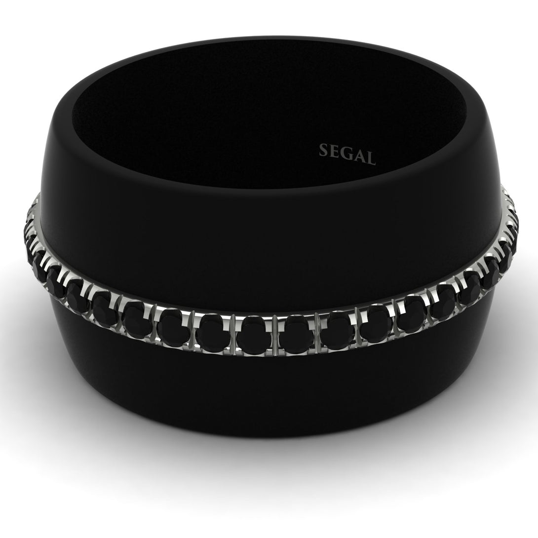 Men's Black Diamond Studded Wedding Band - Anthony No. 6