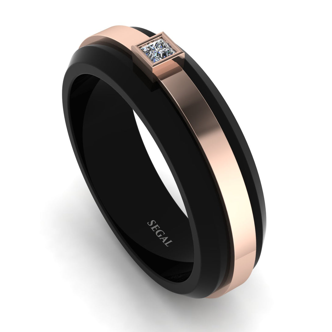 Men's Diamond Black Wedding Band - Edward No. 2