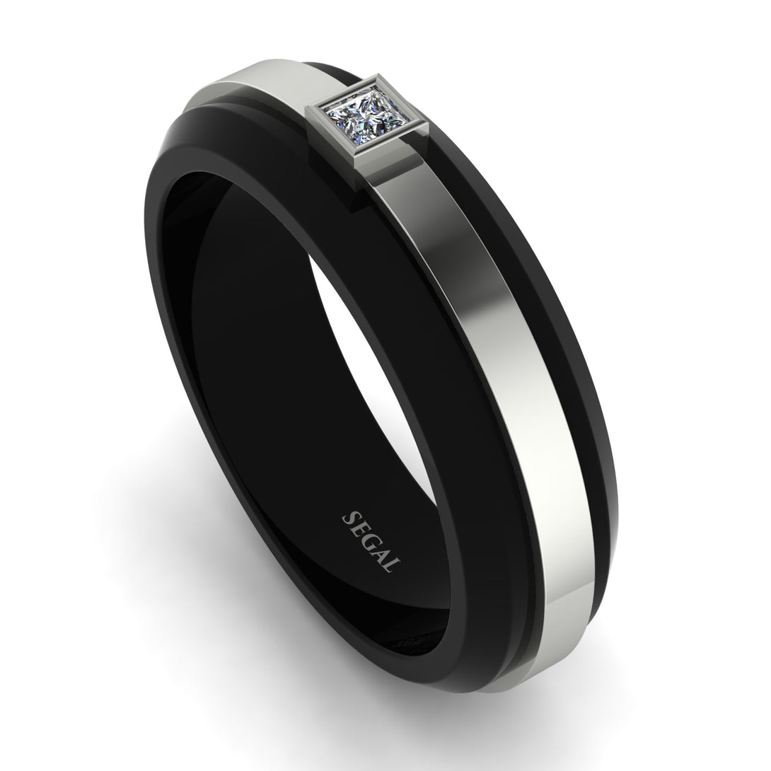 Men's Diamond Black Wedding Band - Edward No. 3