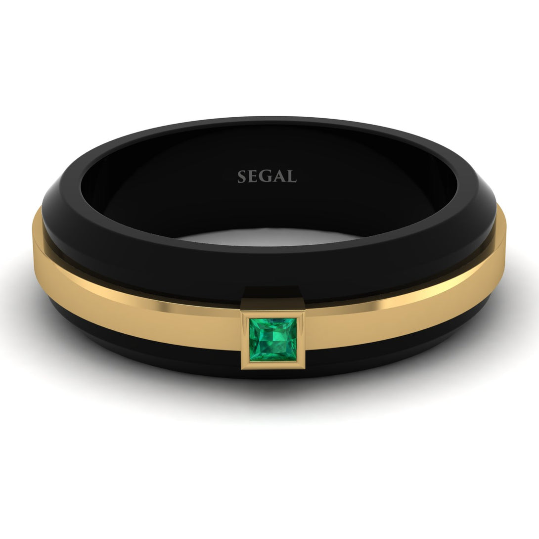 Men's Emerald Black Wedding Band - Edward No. 4