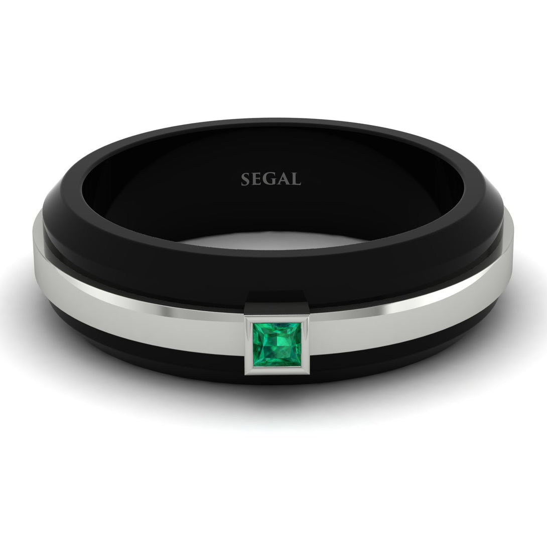 Men's Emerald Black Wedding Band - Edward No. 6