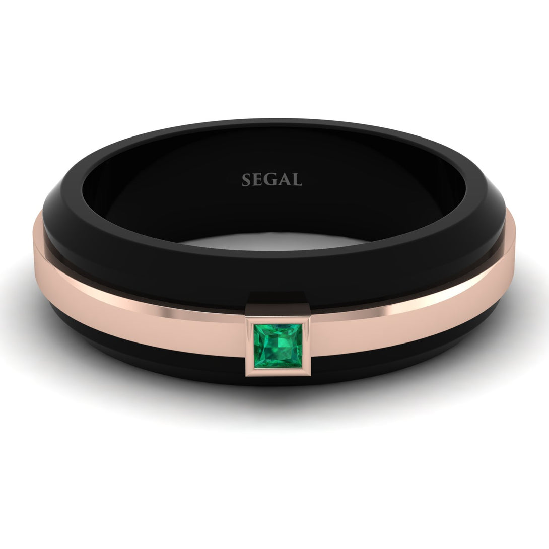 Men's Emerald Black Wedding Band - Edward No. 5