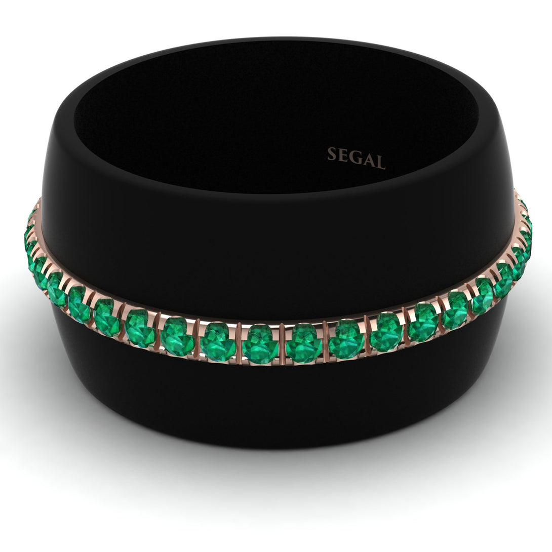 Men's Emerald Studded Wedding Band - Anthony No. 14