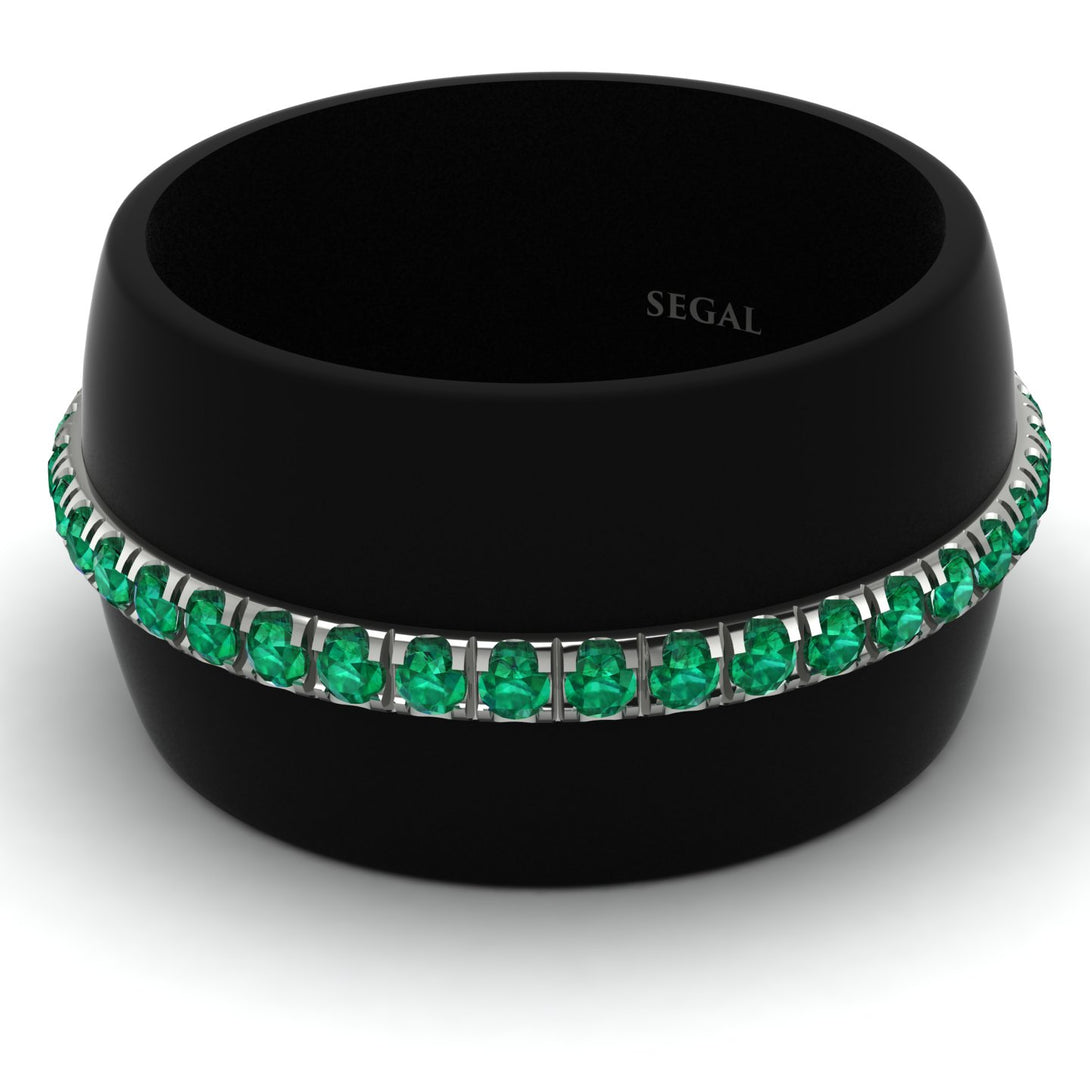Men's Emerald Studded Wedding Band - Anthony No. 15