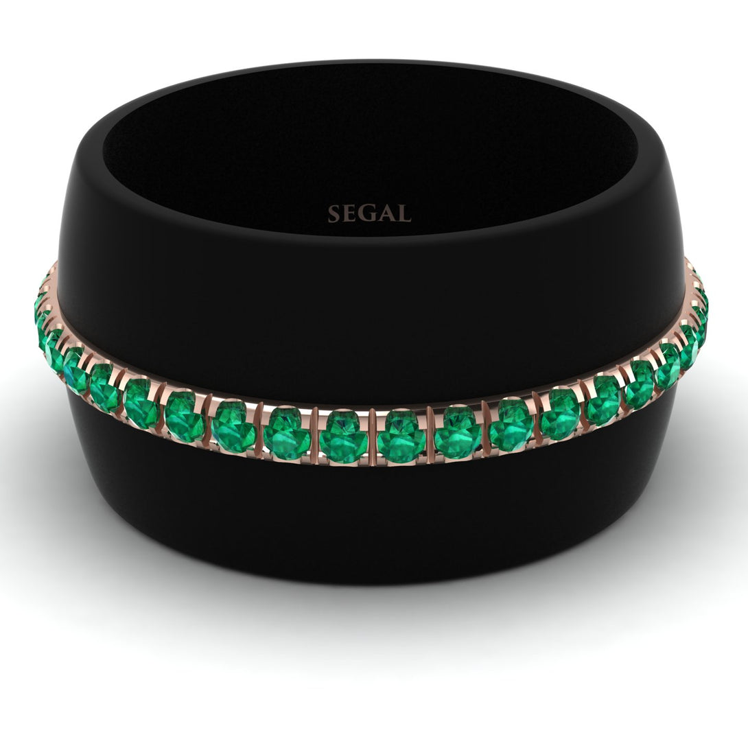 Men's Emerald Studded Wedding Band - Anthony No. 14