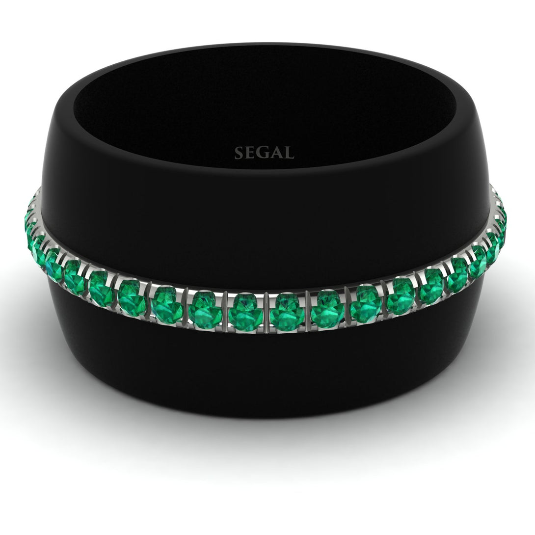 Men's Emerald Studded Wedding Band - Anthony No. 15
