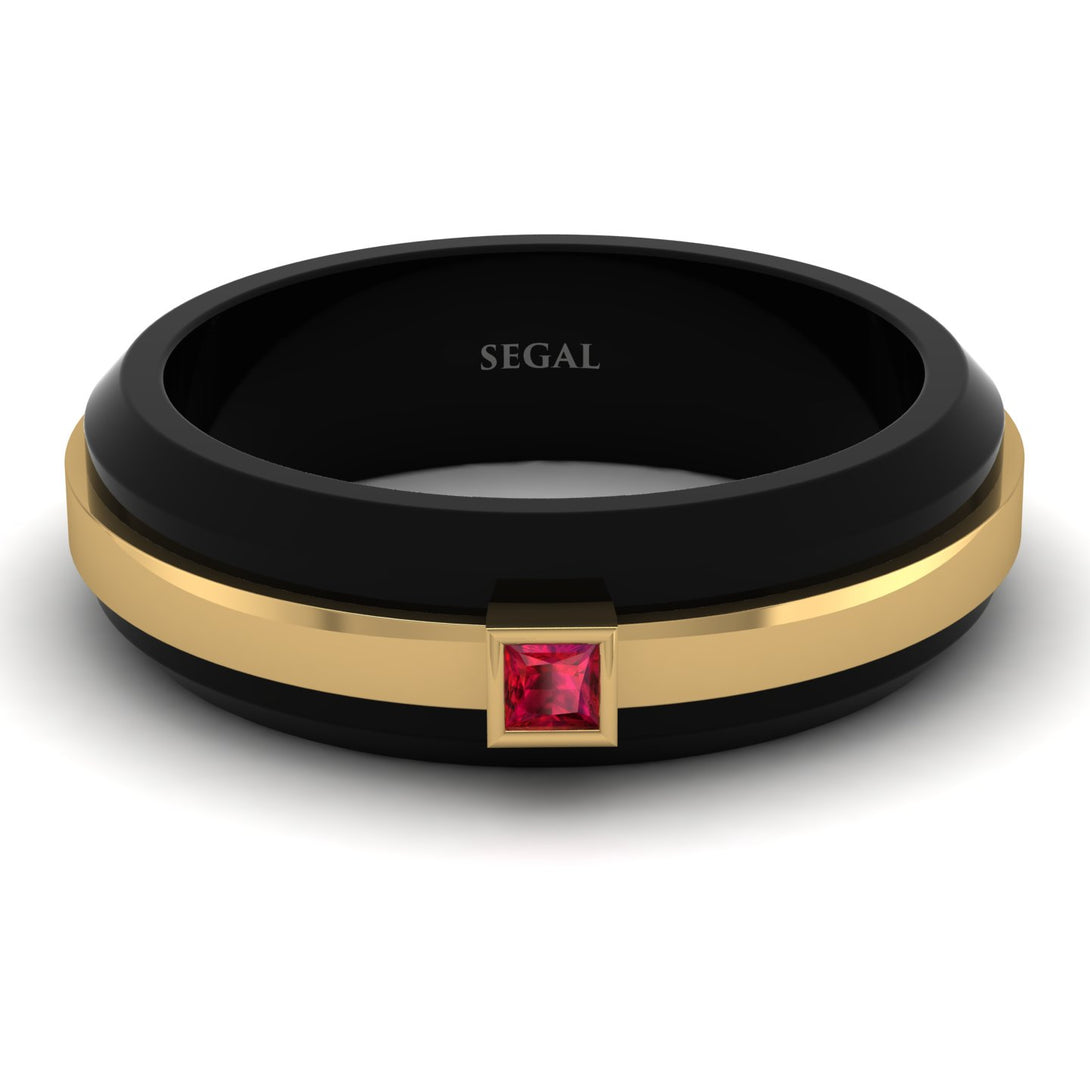 Men's Ruby Black Wedding Band - Edward No. 10