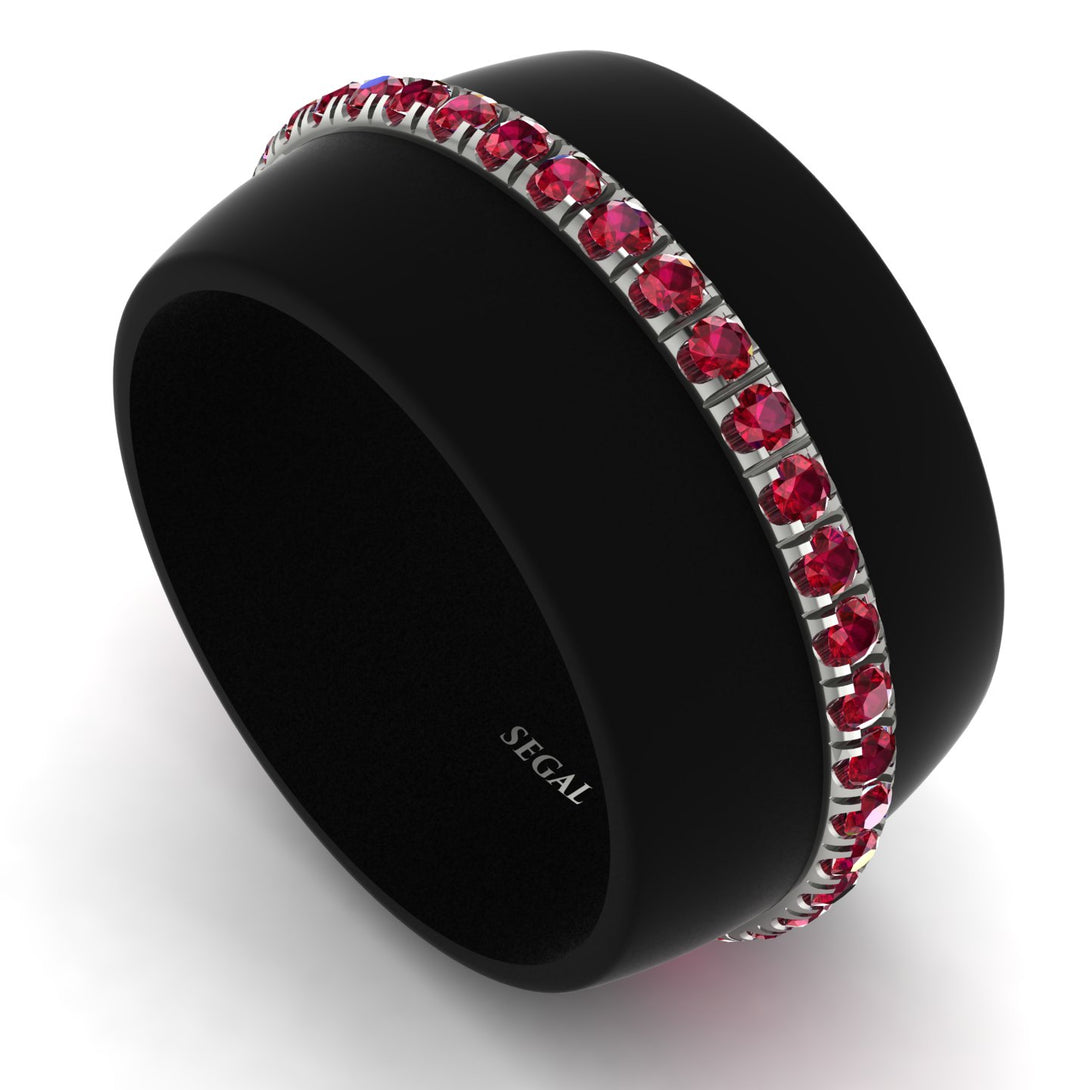 Men's Ruby Studded Wedding Band - Anthony No. 9
