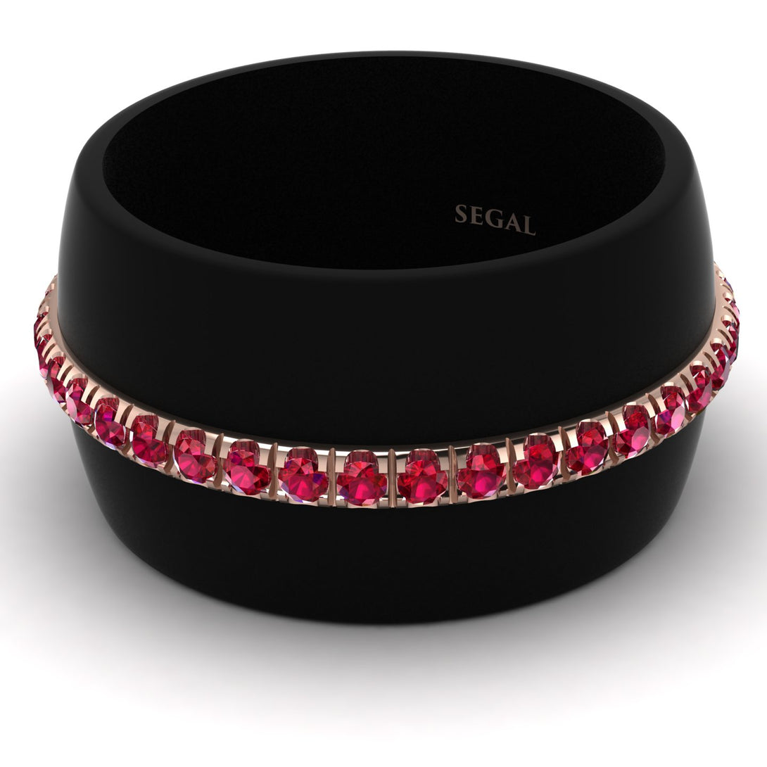 Men's Ruby Studded Wedding Band - Anthony No. 8