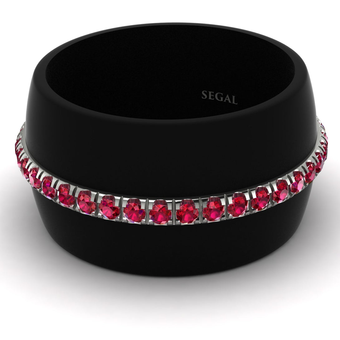 Men's Ruby Studded Wedding Band - Anthony No. 9