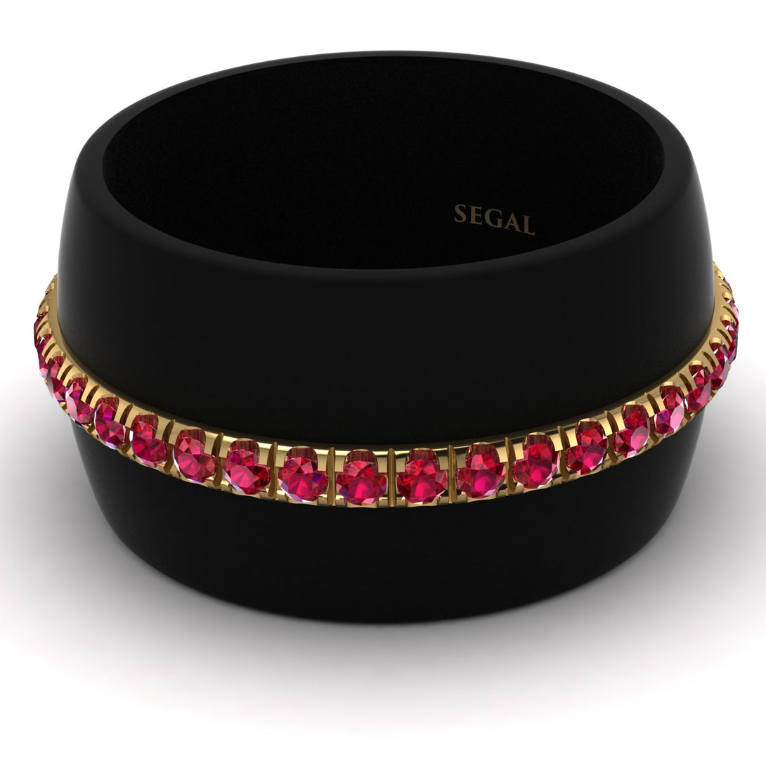 Men's Ruby Studded Wedding Band - Anthony No. 7