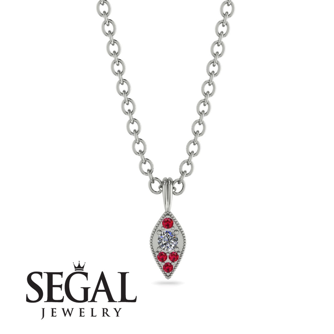 Milgrain Ruby Necklace - Jessie No. 48