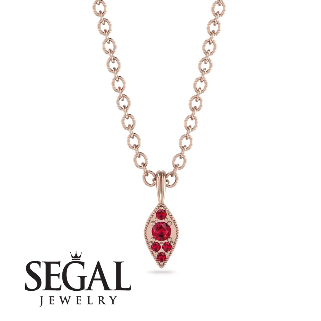 Milgrain Ruby Necklace - Jessie No. 56