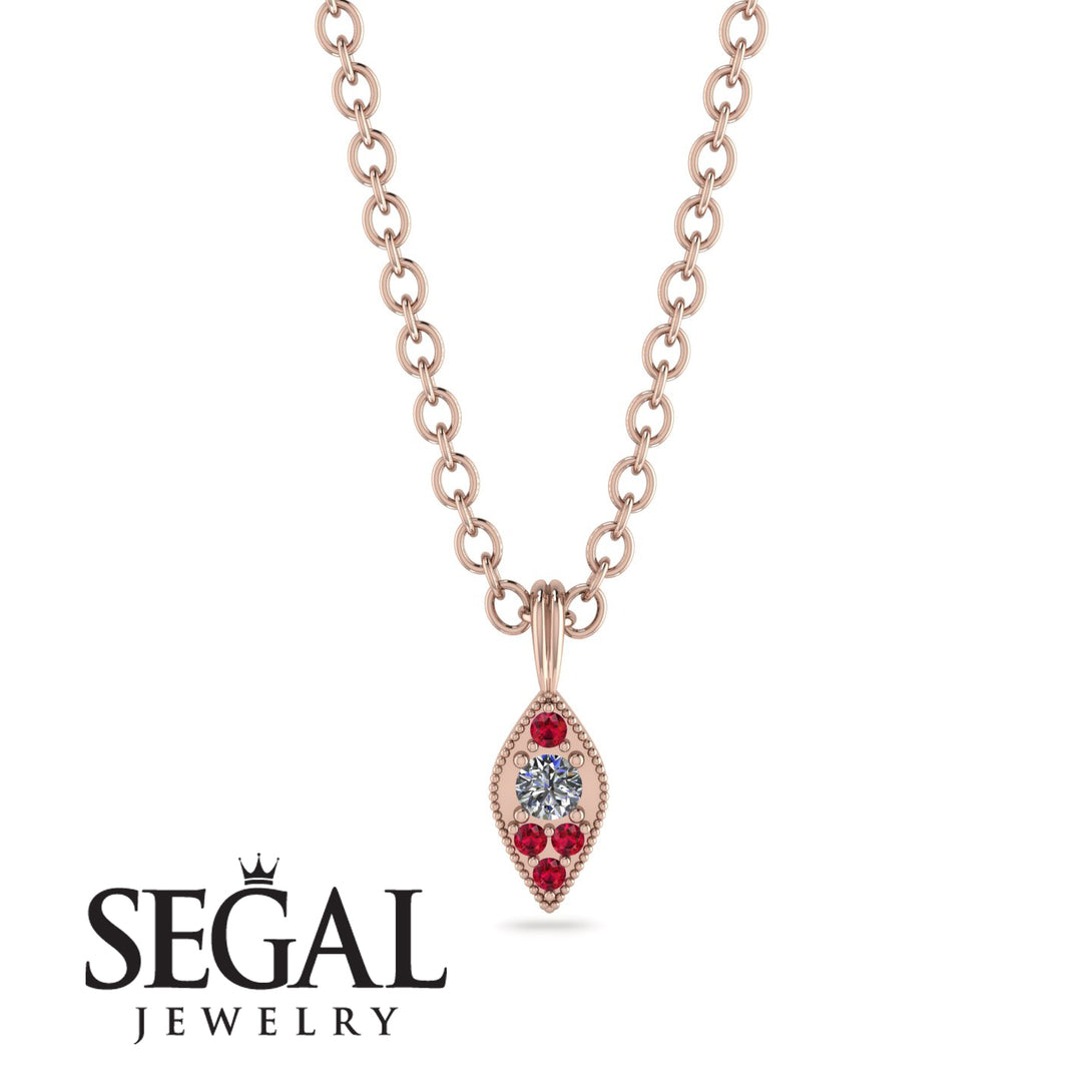 Milgrain Ruby Necklace - Jessie No. 47