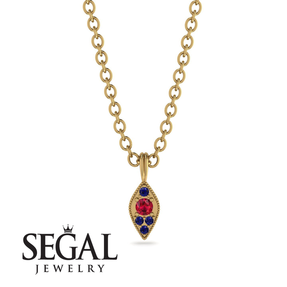 Milgrain Sapphire Necklace - Jessie No. 70