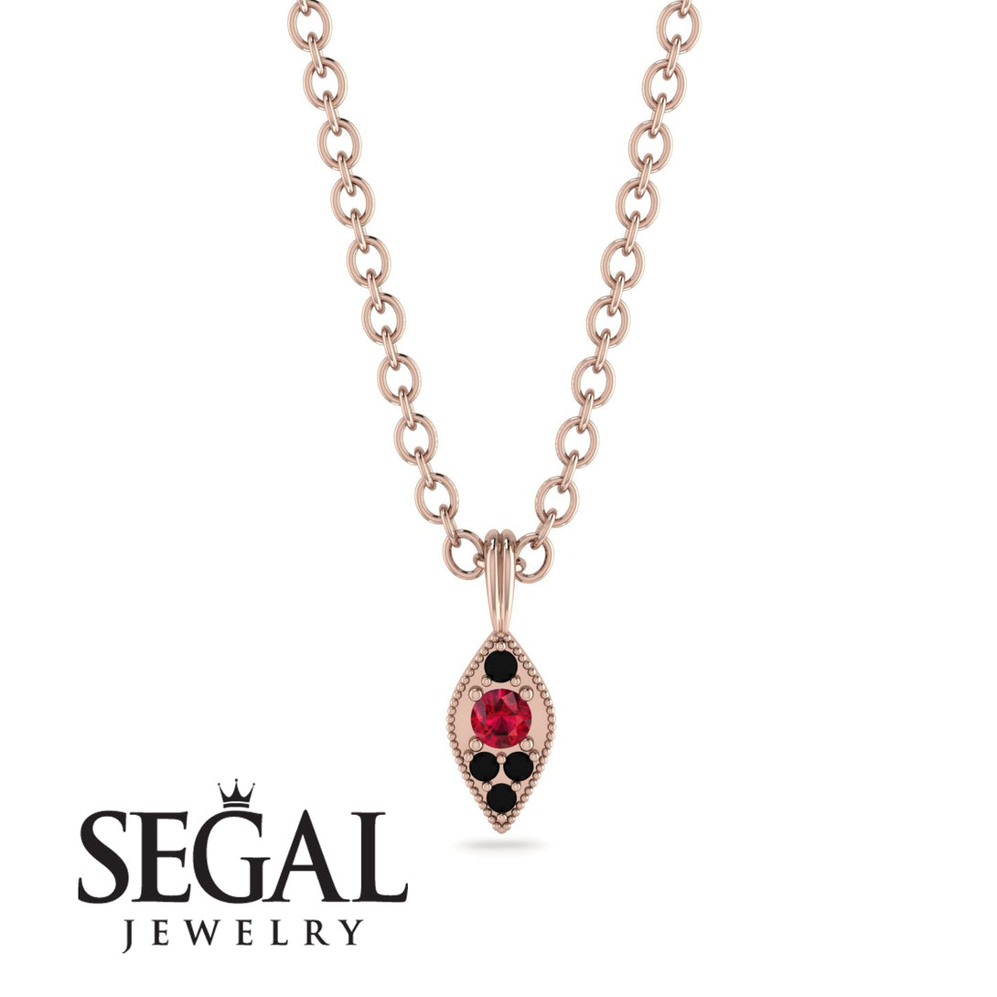 Milgrain Black Diamond Necklace - Jessie No. 41