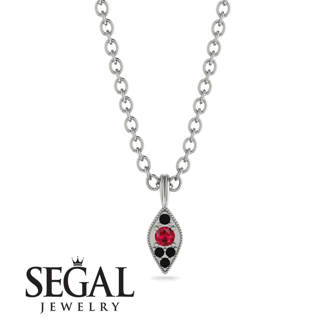 Milgrain Black Diamond Necklace - Jessie No. 42