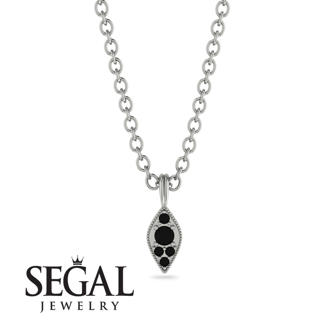 Milgrain Black Diamond Necklace - Jessie No. 39