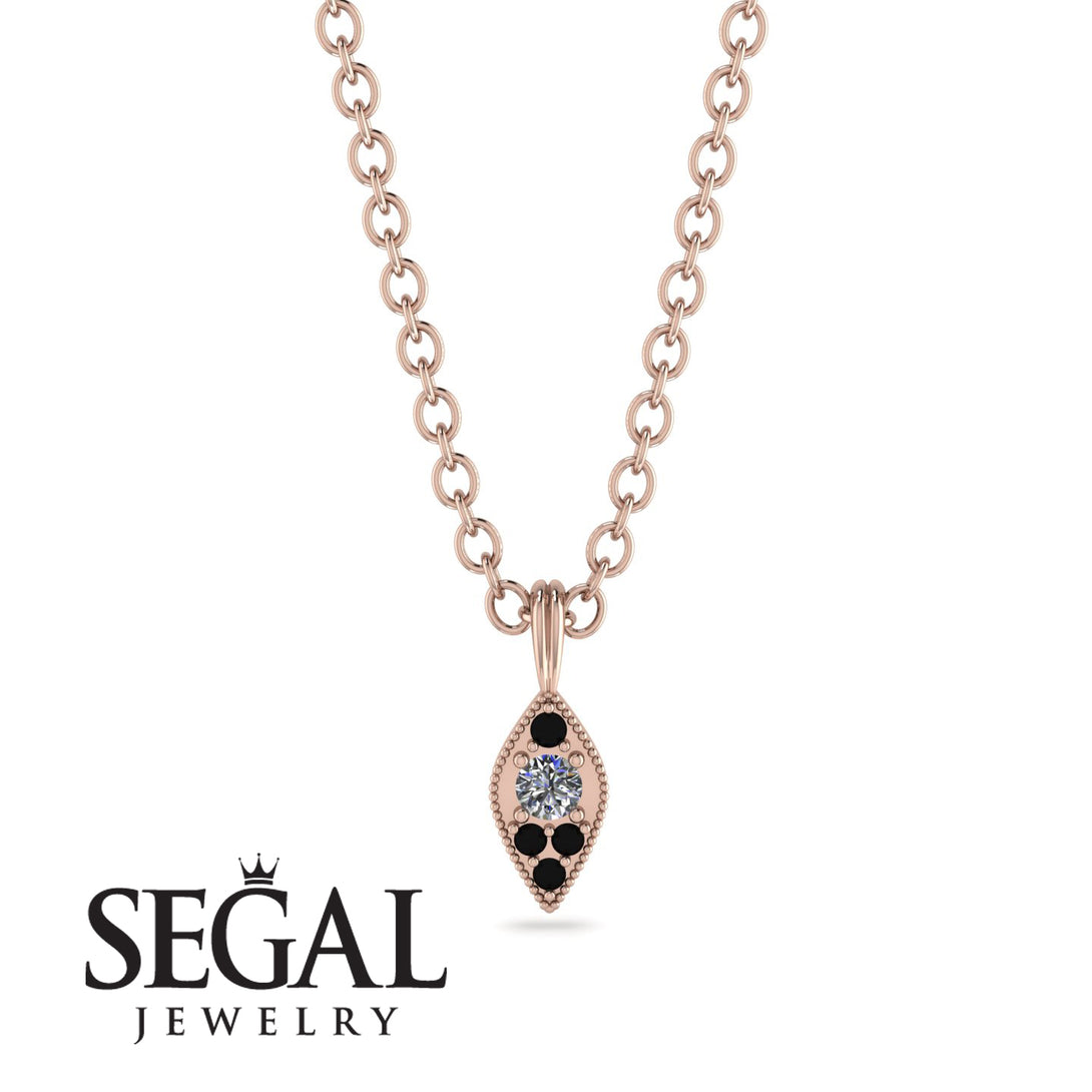 Milgrain Black Diamond Necklace - Jessie No. 32