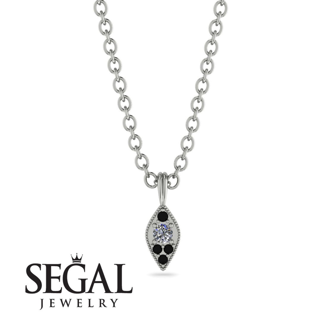 Milgrain Black Diamond Necklace - Jessie No. 33