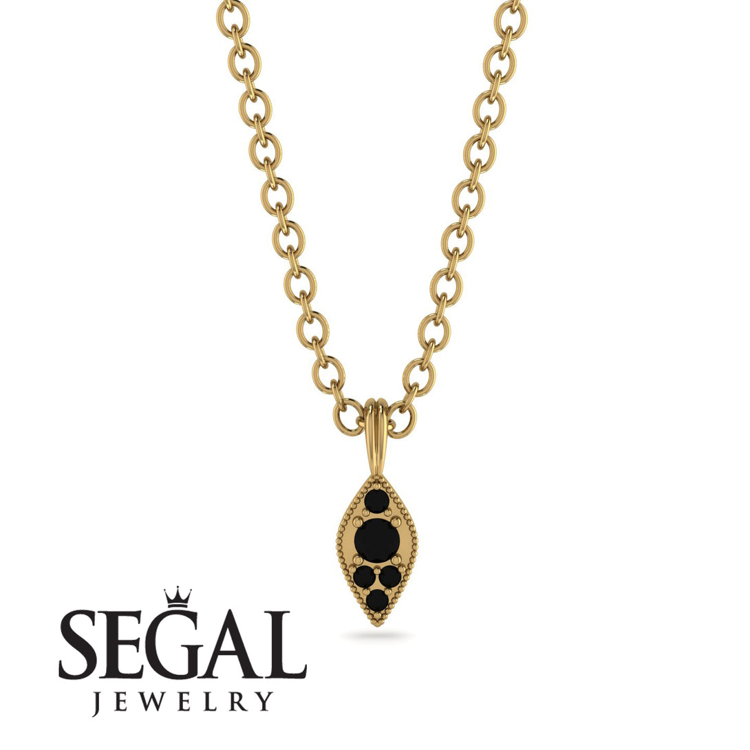 Milgrain Black Diamond Necklace - Jessie No. 37