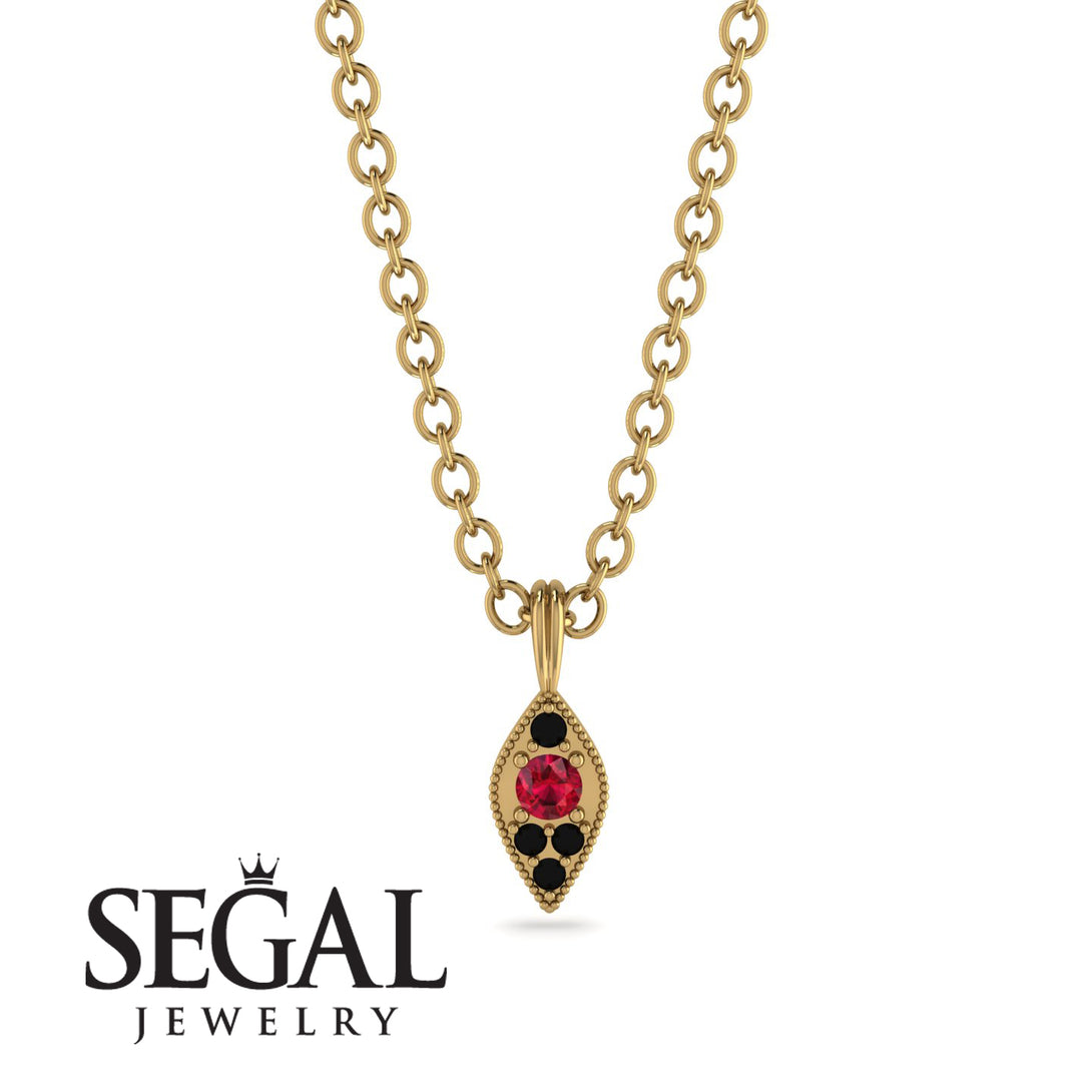 Milgrain Black Diamond Necklace - Jessie No. 40