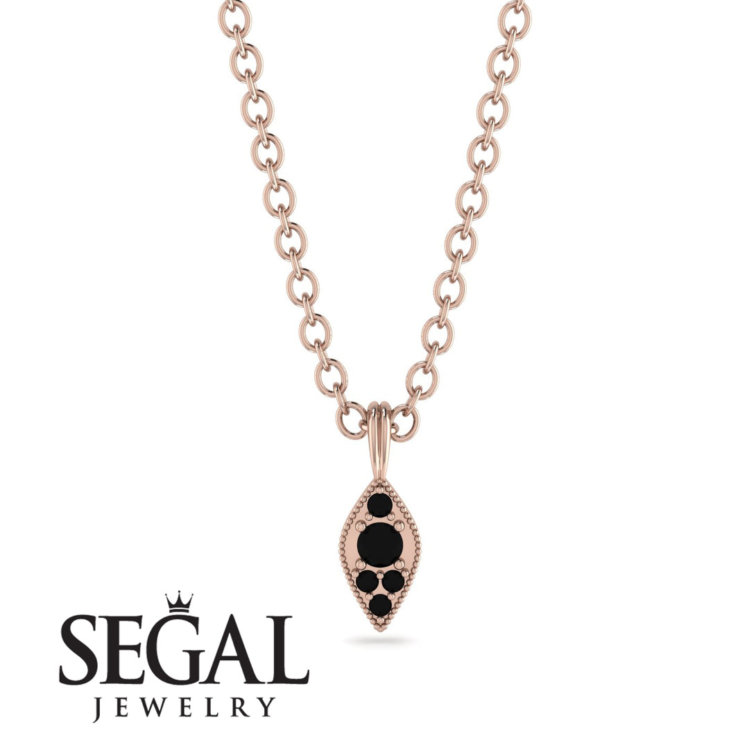 Milgrain Black Diamond Necklace - Jessie No. 38