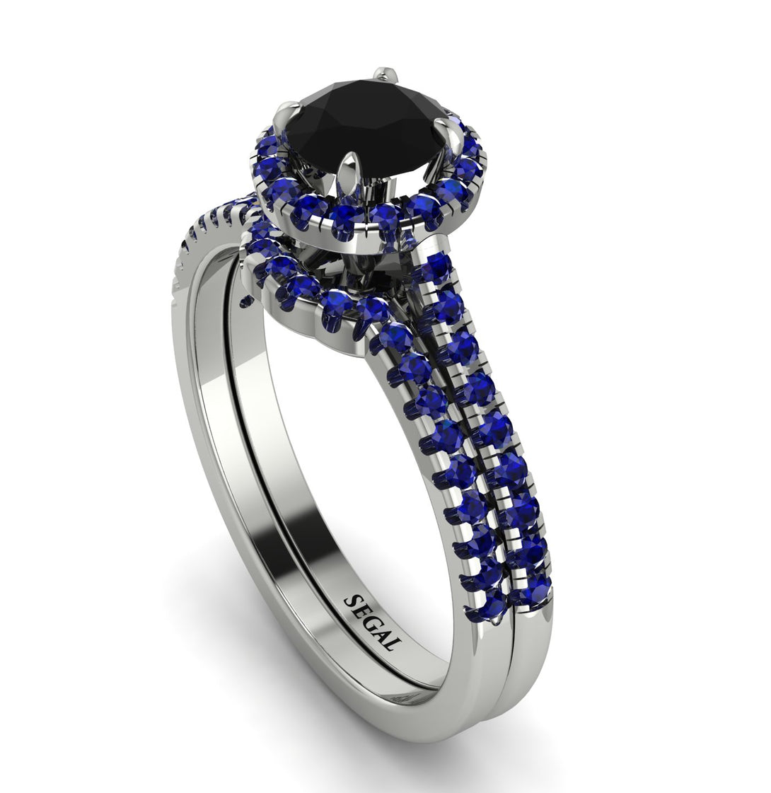 Milgrain Halo Black Diamond Bridal Set - Betty No. 69