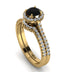 Milgrain Halo Black Diamond Bridal Set - Betty No. 7