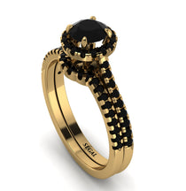 Milgrain Halo Black Diamond Bridal Set - Betty No. 37 image 1