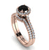 Milgrain Halo Black Diamond Bridal Set - Betty No. 8