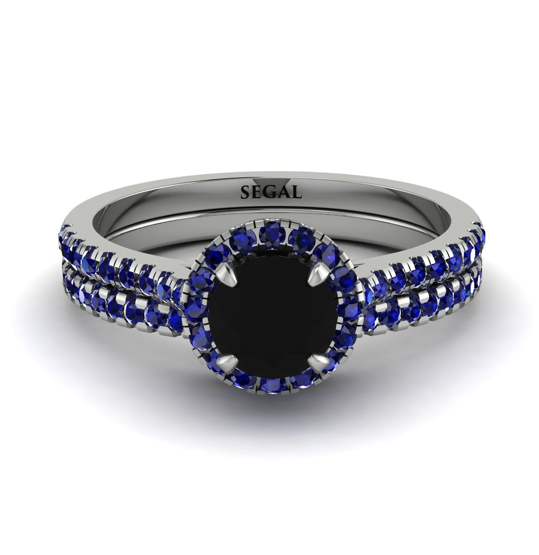 Milgrain Halo Black Diamond Bridal Set - Betty No. 69