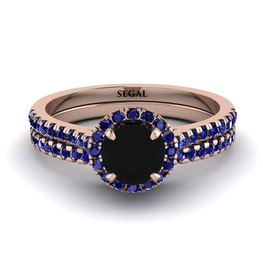 Milgrain Halo Black Diamond Bridal Set - Betty No. 68