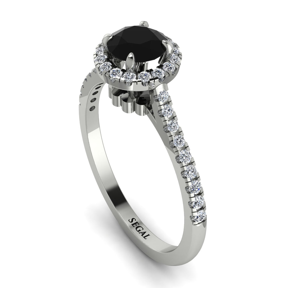 Milgrain Halo Black Diamond Ring - Betty No. 9