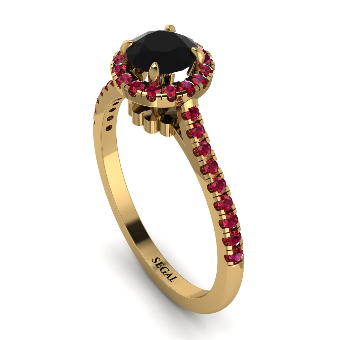 Milgrain Halo Black Diamond Ring - Betty No. 52