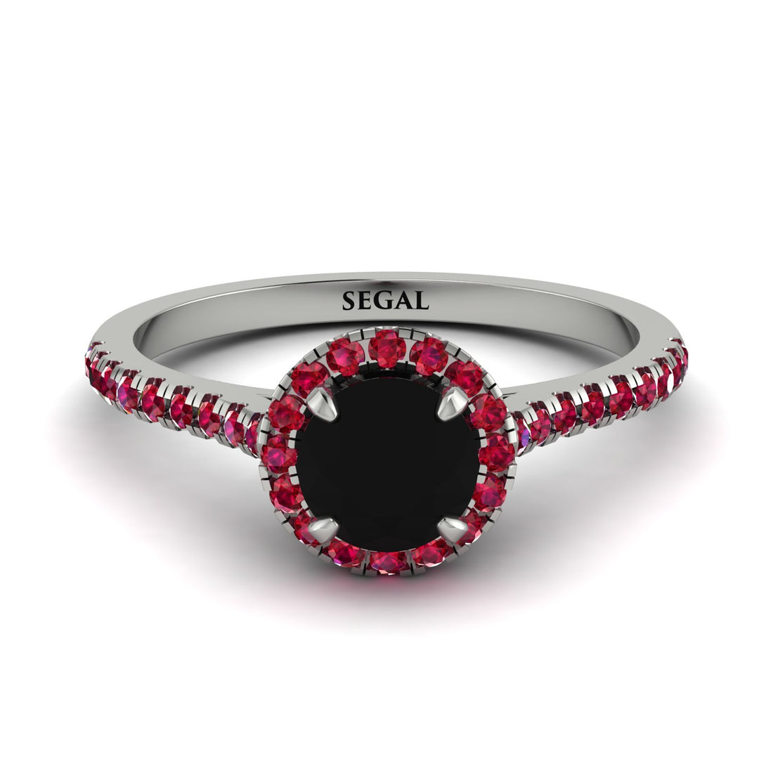 Milgrain Halo Black Diamond Ring - Betty No. 54