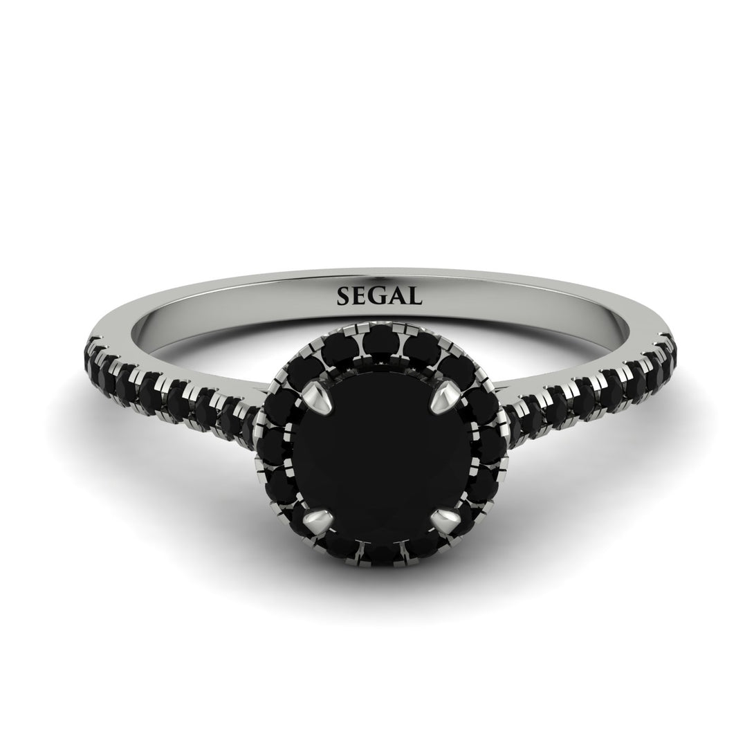 Milgrain Halo Black Diamond Ring - Betty No. 39
