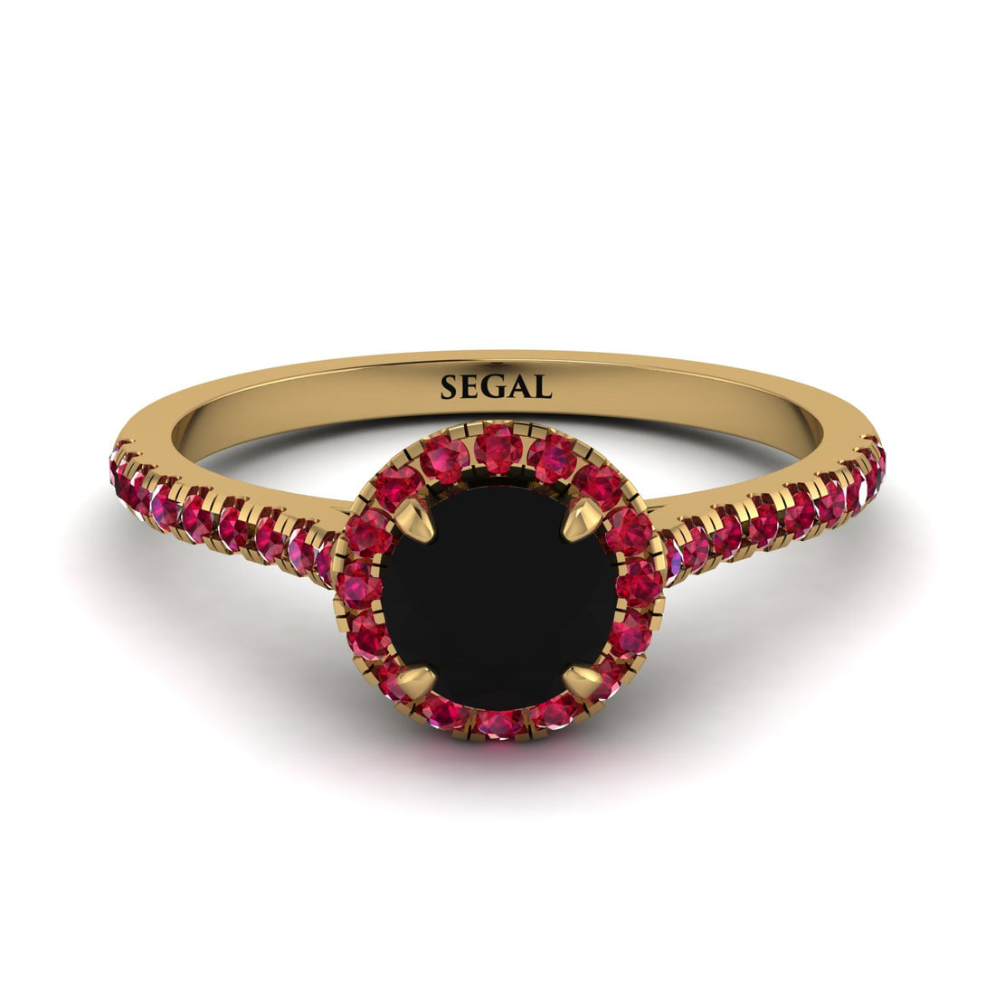 Milgrain Halo Black Diamond Ring - Betty No. 52