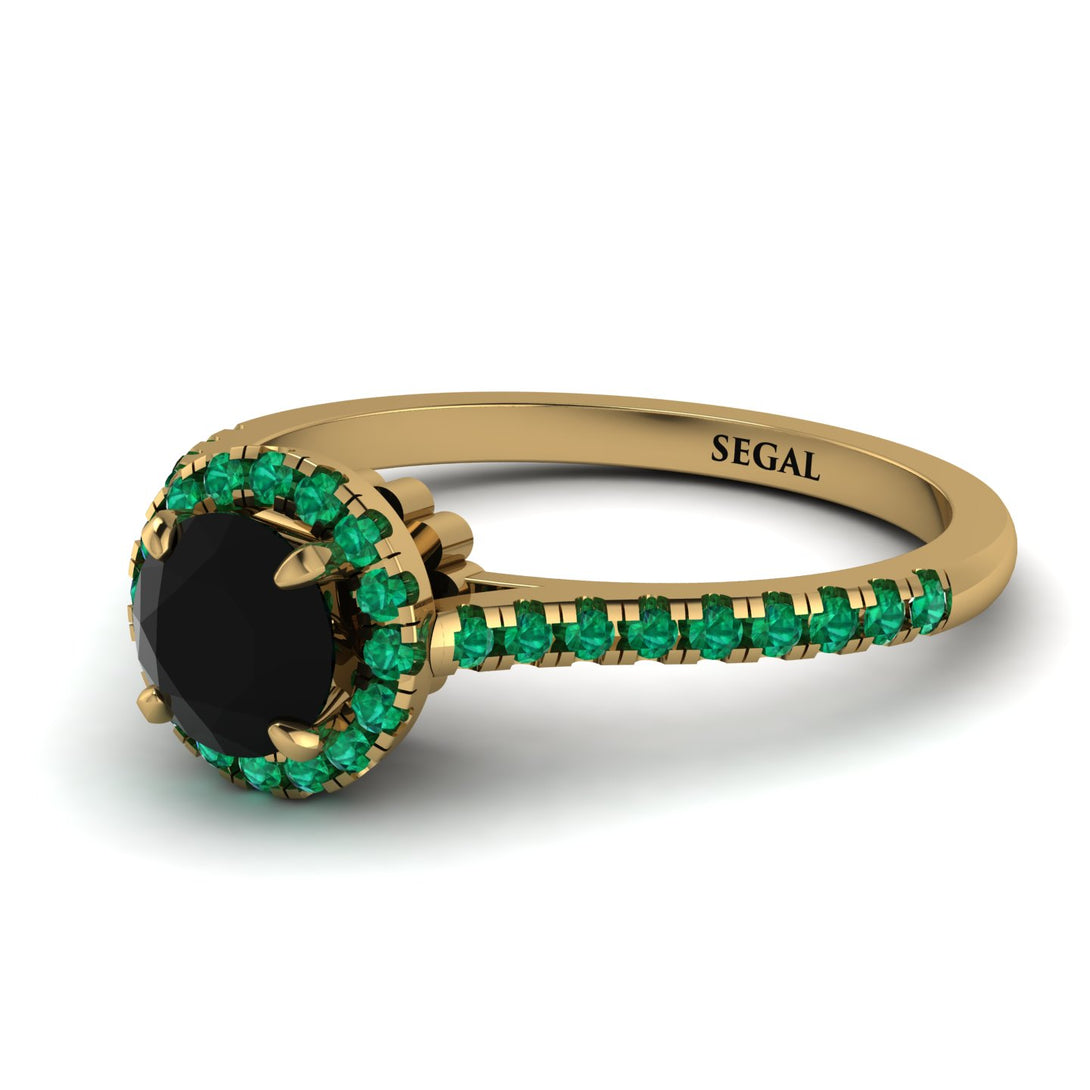Milgrain Halo Black Diamond Ring - Betty No. 22