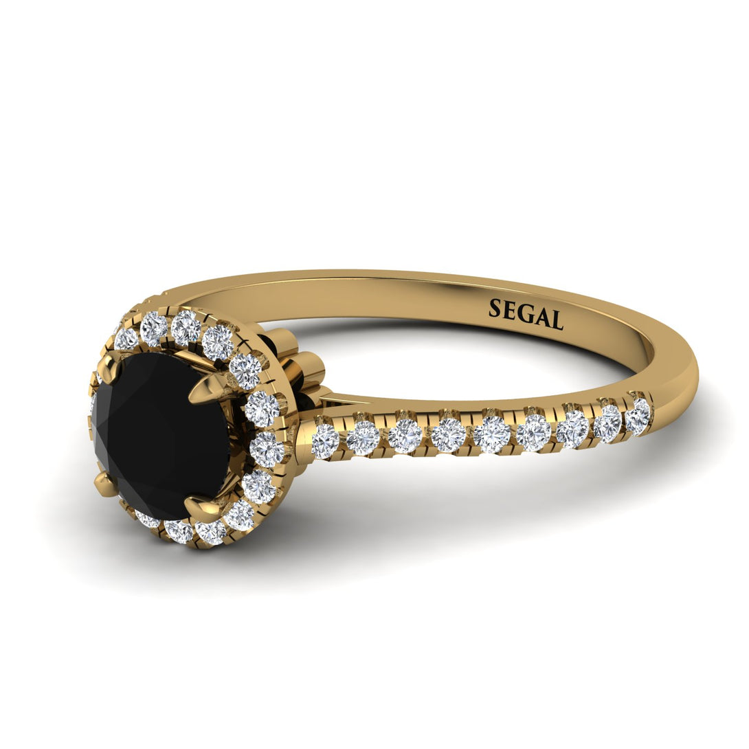 Milgrain Halo Black Diamond Ring - Betty No. 7