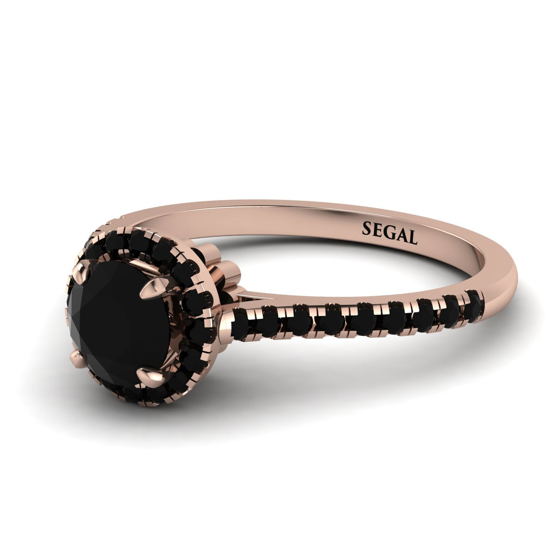 Milgrain Halo Black Diamond Ring - Betty No. 38