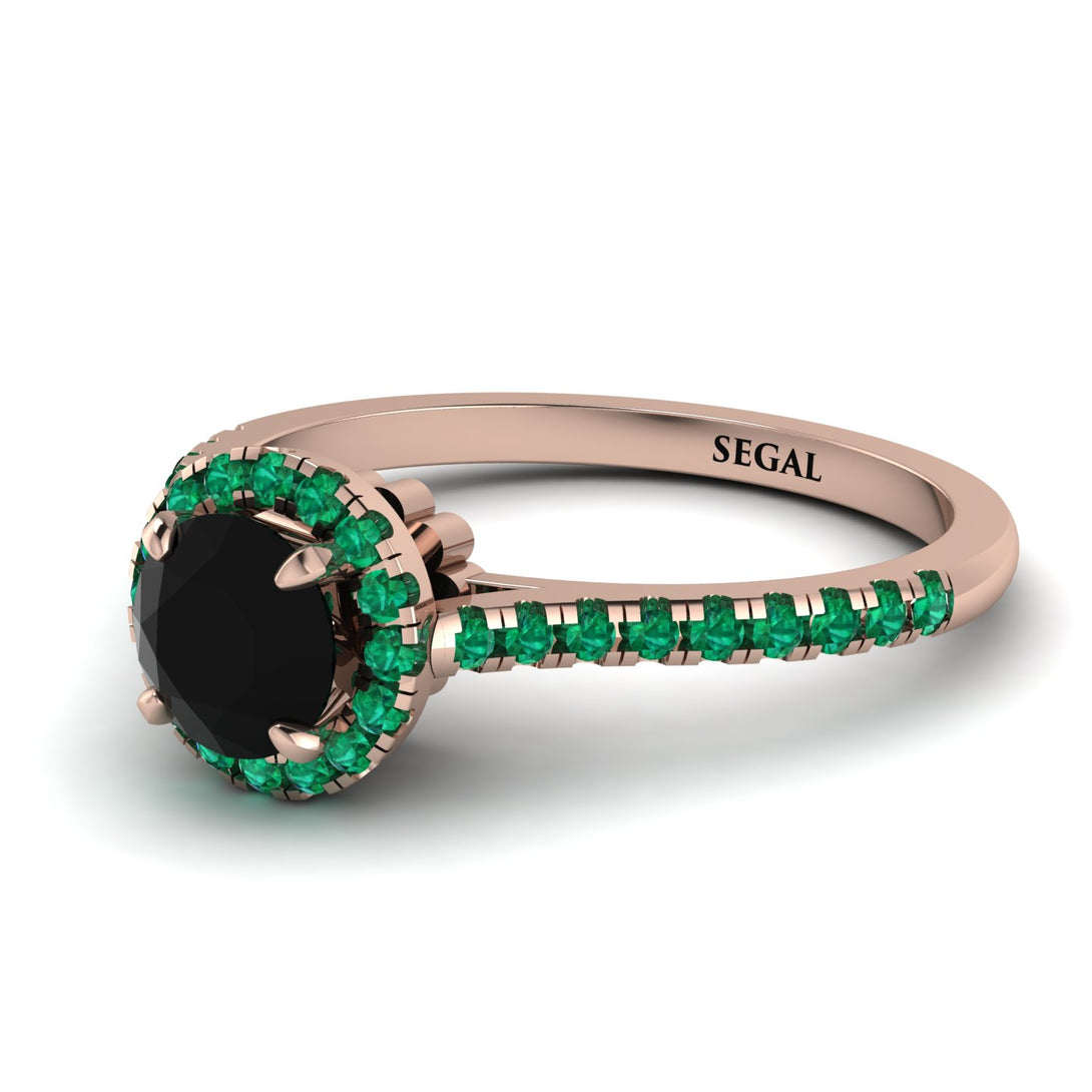 Milgrain Halo Black Diamond Ring - Betty No. 23