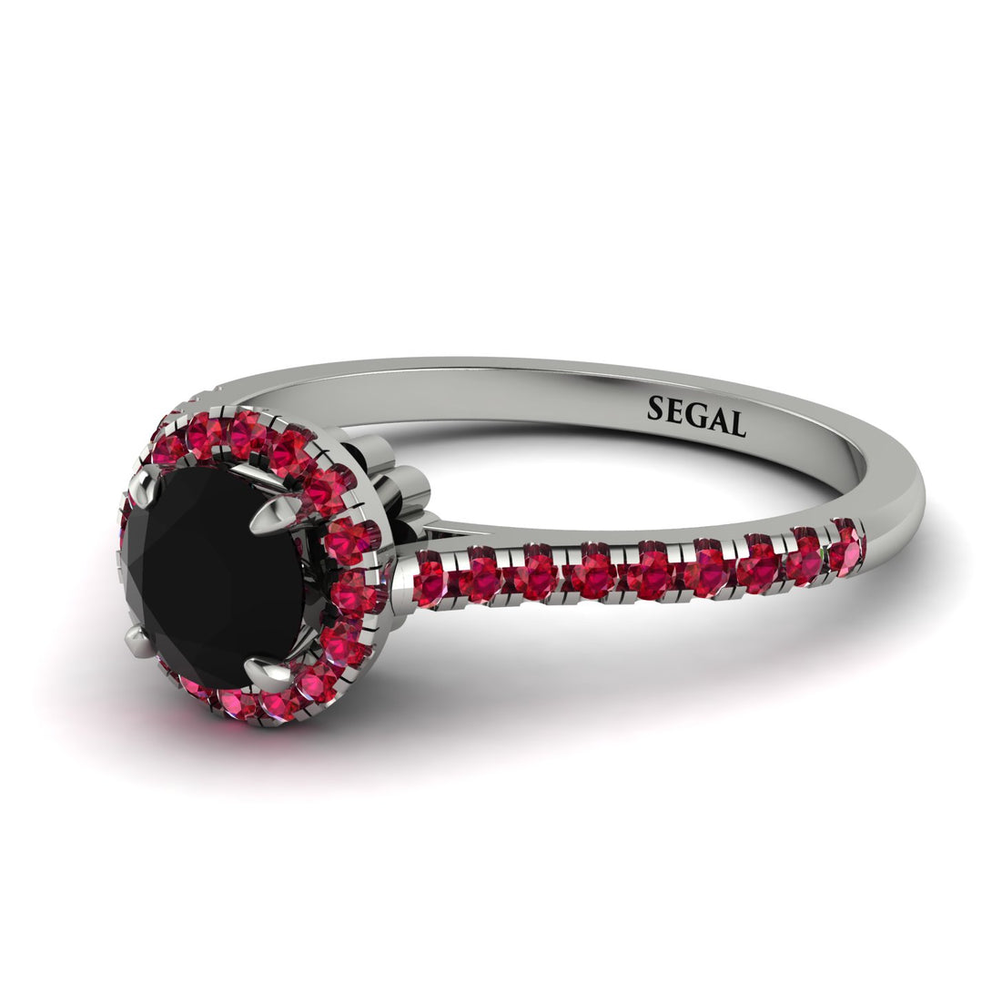 Milgrain Halo Black Diamond Ring - Betty No. 54
